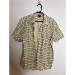 CPO Provisions Button Down Shirt Mens M Yellow Excellent Printed Short Sleeve